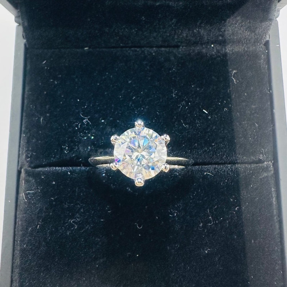 Moissanite Diamond Engagement Ring Six Prong Wedding GRA 18K 3 Ct Size 6 - Picture 9 of 12